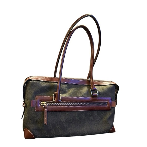 Dooney & Bourke Olive Green with Brown Leather Trim Shoulder Bag - Picture 5 of 6